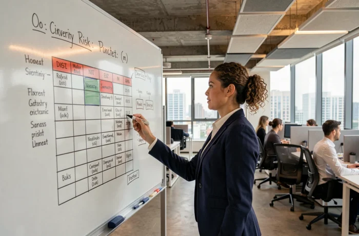 Experte en cybersécurité présentant une stratégie de sécurité informatique en entreprise
