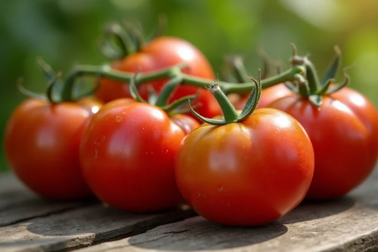 Gros plan sur des tomates sur pied dont l'une présente une peau durcie et craquelée comparée à ses voisines lisses dans un potager