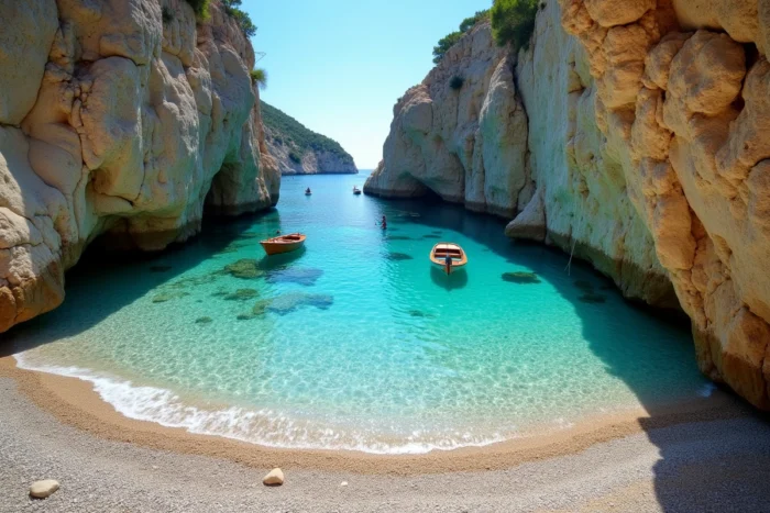 Plage sauvage de Cala d'Orzu avec ses eaux turquoise et ses rochers granitiques typiques de la côte corse